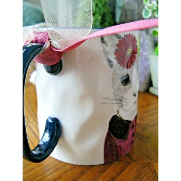 New Signature Housewares Vintage Style Cat Stoneware Coffee Tea Mug Cup - Picture 5 of 8